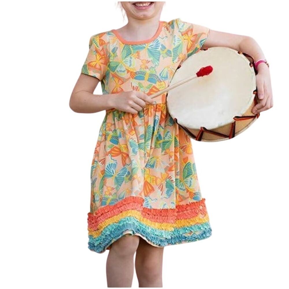 Matilda Jane Butterfly Print Ruffle Lap Dress 6-12 M - Picture 1 of 4